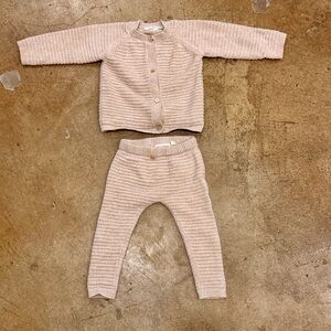 Petite Maison X NONO Beige organic Knit Cardigan and Pant Set 12 months
